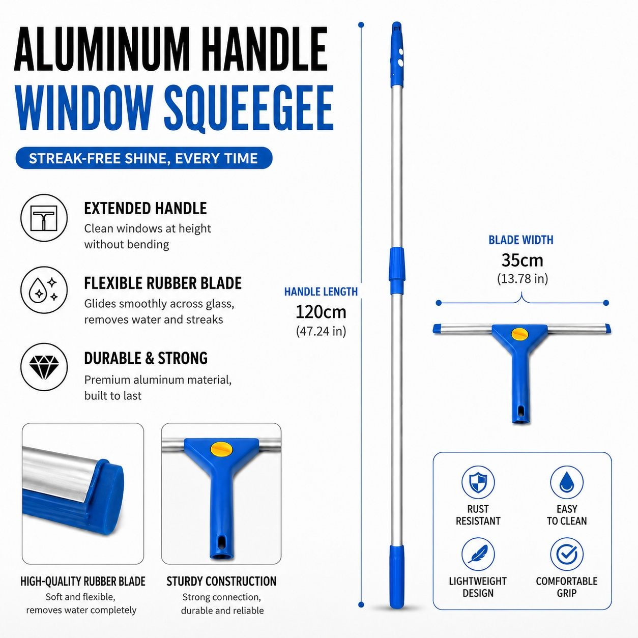 Aluminum Handle Window & Glass Squeegee Aluminum Handle Window & Glass Squeegee